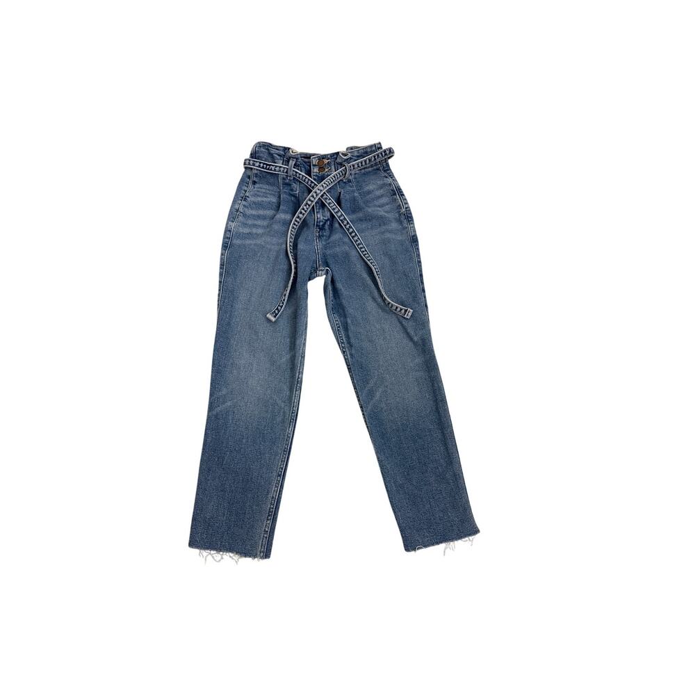 Hollister Jeans Curvy High Rise Mom Paperbag Boho Tie Waistband Size Women's 1